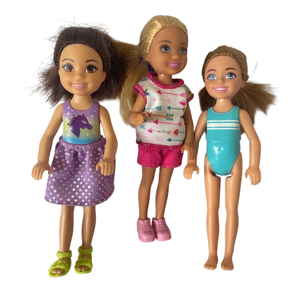 Barbie Chelsea Doll Lot of 3 Mattel Unicorn Arrow Swimsuit 5.5 Inch Figures